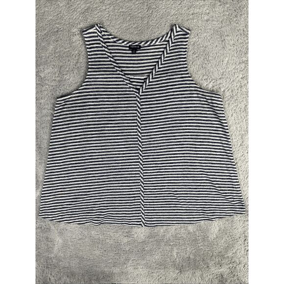 TORRID Women's Nautical Coastal Sleeveless V Neck Tank Top 2 Navy Grey Stripes - Picture 1 of 8